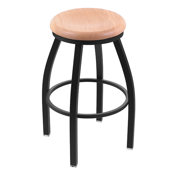 Holland Bar Stool Co 30" Swivel Bar Stool, Black Wrinkle, Nat Oak Seat X802 - main